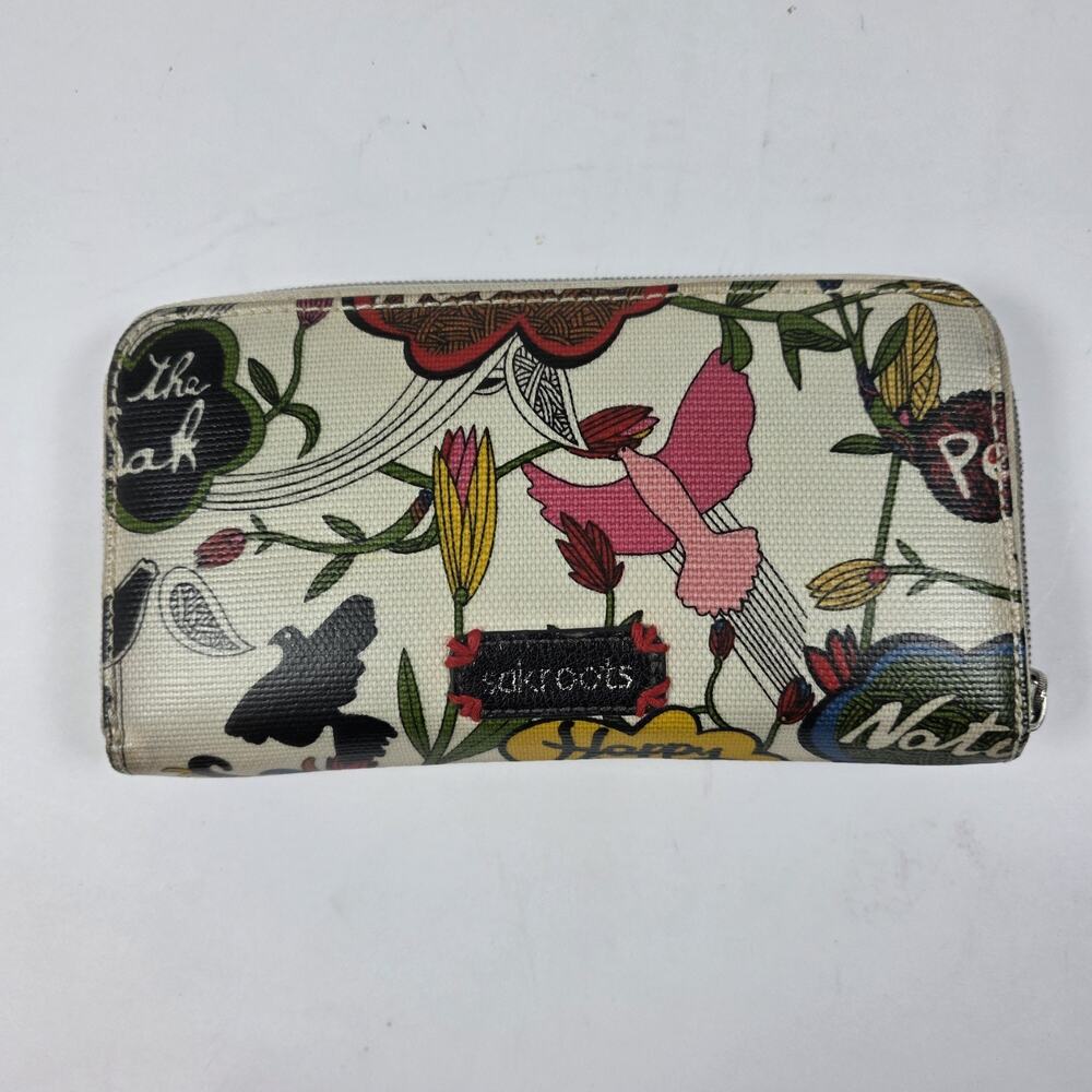 Sakroots Wallet Peace Print Accordion Nature Floral Bird Zipper
